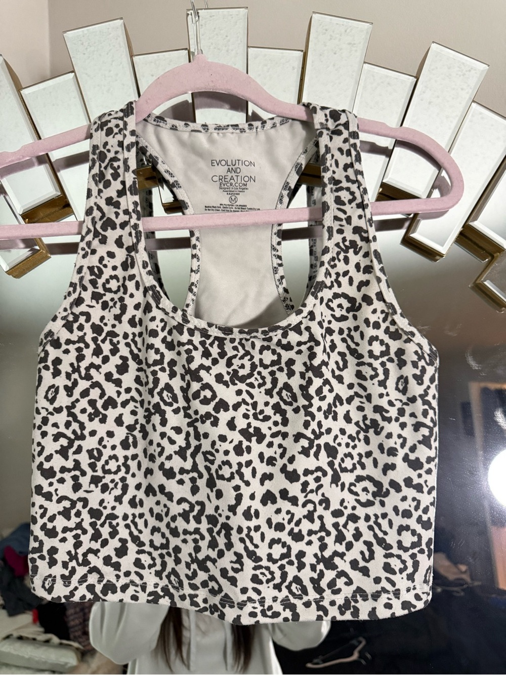 Evolution and Creation Cream and Black Leopard Crop Tank